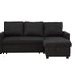 Charcoal Linen Sleeper L Shaped Two Piece Sofa and Chaise