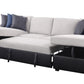 Beige and Black Polyurethane Sleeper U Shaped Three Piece Seating Component