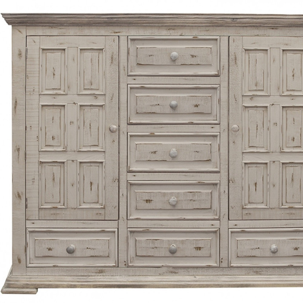 64" White Solid Wood Seven Drawer Gentlemans Chest