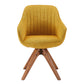 23" Yellow Fabric And Natural Swivel Arm Chair