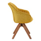 23" Yellow Fabric And Natural Swivel Arm Chair