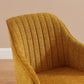 23" Yellow Fabric And Natural Swivel Arm Chair