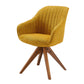 23" Yellow Fabric And Natural Swivel Arm Chair