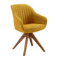 23" Yellow Fabric And Natural Swivel Arm Chair