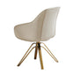 23" Off White Velvet And Gold Swivel Arm Chair