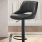 Set of Two 32" Black Faux Leather And Steel Swivel Low Back Adjustable Height Bar Chairs