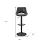 Set of Two 32" Black Faux Leather And Steel Swivel Low Back Adjustable Height Bar Chairs