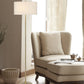 64" Brass Two Light Traditional Shaped Floor Lamp With White Rectangular Shade