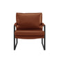 27" Dark Brown Faux Leather And Black Arm Chair