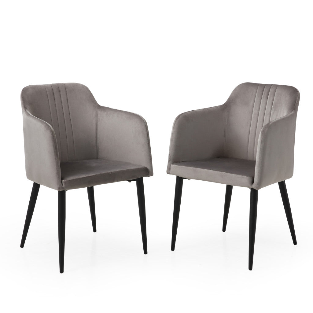 Set Of Two 23" Gray And Black Microfiber Arm Chairs