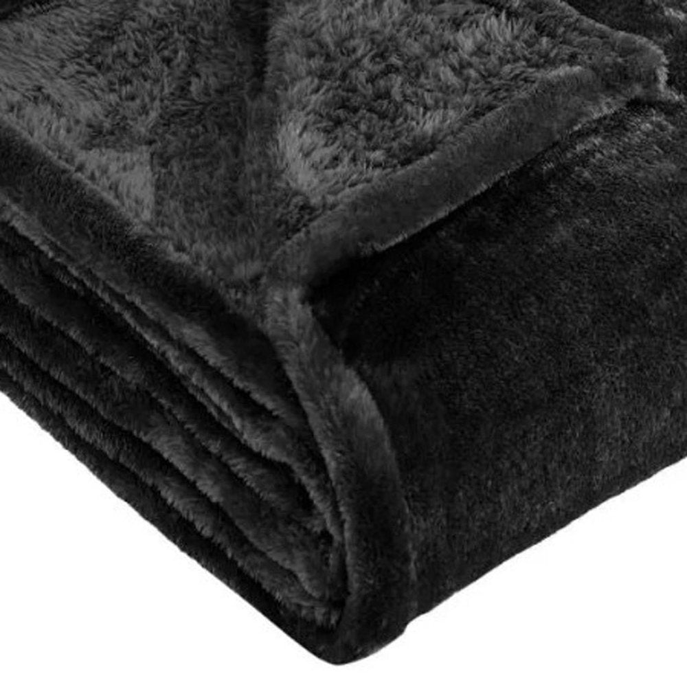 50" X 60" Black Fleece Plush Throw Blanket