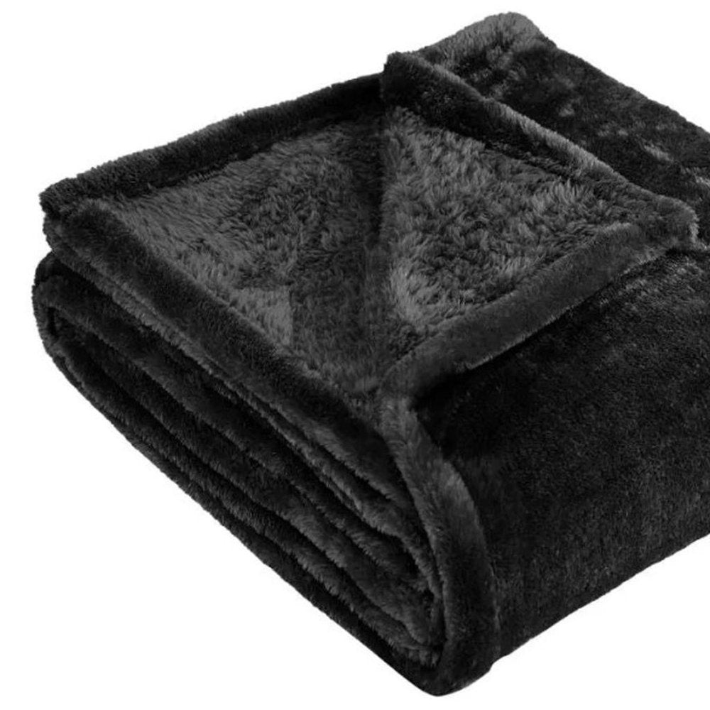 50" X 60" Black Fleece Plush Throw Blanket