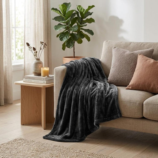 50" X 60" Black Fleece Plush Throw Blanket