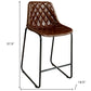 27" Brown And Black Leather And Iron Counter Height Bar Chair