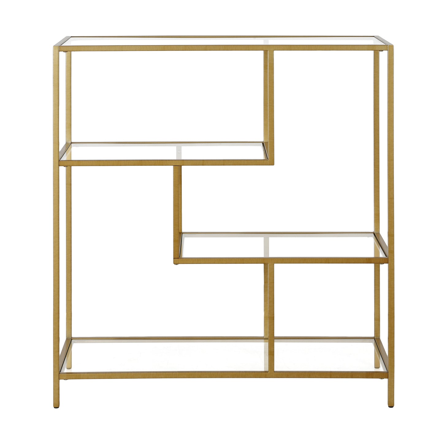 40" Gold Metal And Glass Four Tier Etagere Bookcase