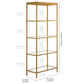 70" Gold Metal and Glass Four Tier Etagere Bookcase