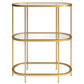 36" Gold Metal And Glass Three Tier Etagere Bookcase