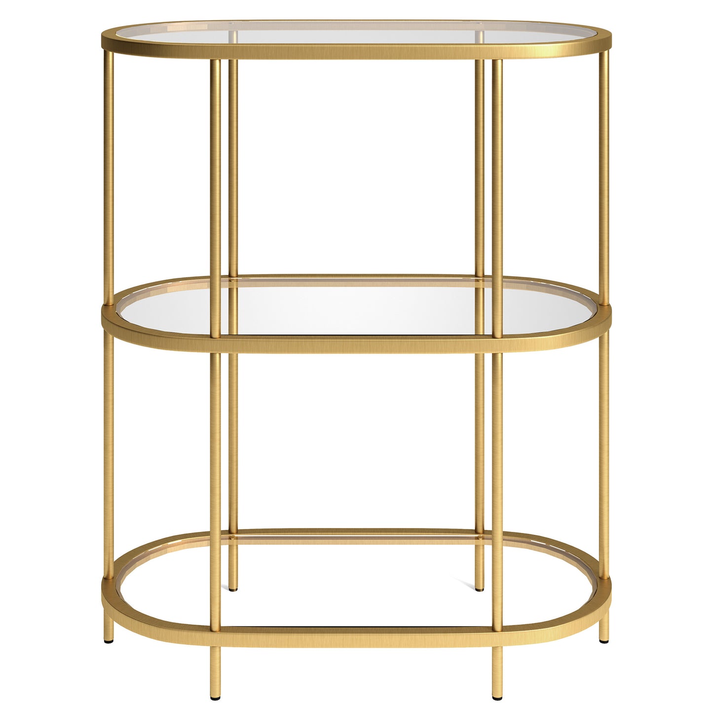 36" Gold Metal And Glass Three Tier Etagere Bookcase