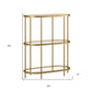 36" Gold Metal And Glass Three Tier Etagere Bookcase