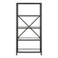 63" Black Metal and Glass Five Tier Etagere Bookcase