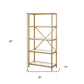 63" Gold Metal and Glass Five Tier Etagere Bookcase