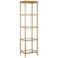 70" Gold Metal and Glass Four Tier Bookcase