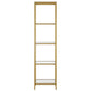 70" Gold Metal and Glass Four Tier Bookcase