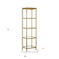 70" Gold Metal and Glass Four Tier Bookcase