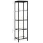 70" Black Metal and Glass Four Tier Bookcase