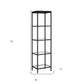 70" Black Metal and Glass Four Tier Bookcase