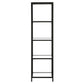 66" Black Metal And Glass Four Tier Etagere Bookcase