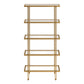 68" Gold Metal And Glass Five Tier Standard Bookcase