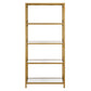 66" Gold Metal and Glass Five Tier Etagere Bookcase