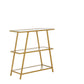 36" Gold Metal And Glass Three Tier Etagere Bookcase