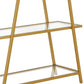 36" Gold Metal And Glass Three Tier Etagere Bookcase