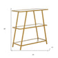 36" Gold Metal And Glass Three Tier Etagere Bookcase