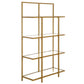 62" Gold Metal And Glass Four Tier Etagere Bookcase