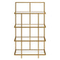 62" Gold Metal And Glass Four Tier Etagere Bookcase