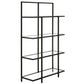 62" Black Metal And Glass Four Tier Etagere Bookcase