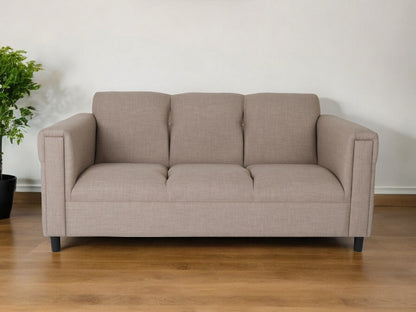 72" Beige Polyester Sofa With Black Legs