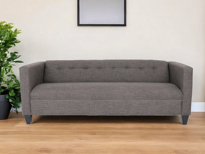 80" Charcoal Polyester Sofa With Black Legs