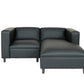 84" Black Faux Leather Sofa Chaise