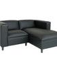 84" Black Faux Leather Sofa Chaise