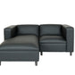 84" Black Faux Leather Sofa Chaise