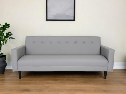 80" Gray Faux Leather Sofa With Black Legs