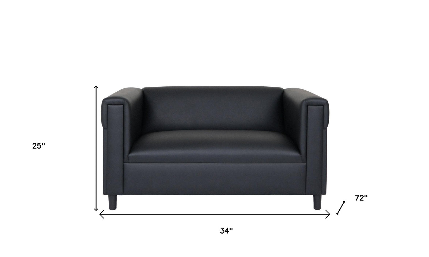 54" Black Faux Leather Loveseat