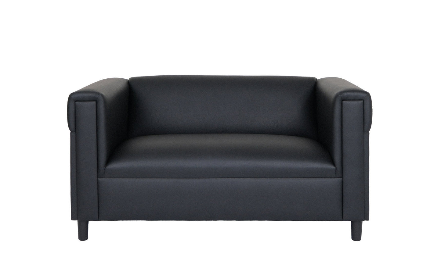 54" Black Faux Leather Loveseat