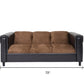 72" Brown Chenille Sofa With Black Legs