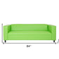 84" Green and White Faux Leather Geometric Sofa With Black Legs