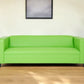 84" Green and White Faux Leather Geometric Sofa With Black Legs